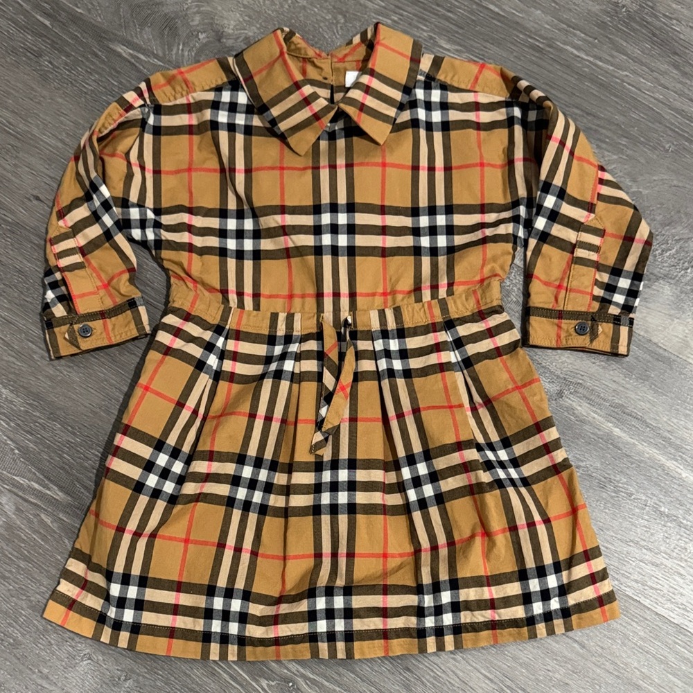 Burberry Beige and Red Plaid Shirt dress baby